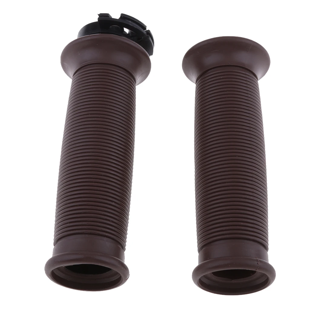 7/8'' 22mm Motorbike Handlebar Throttle Hand Grips Vintage Cafe Racer Brown for Yamaha Suzuki Kawasaki and BMW