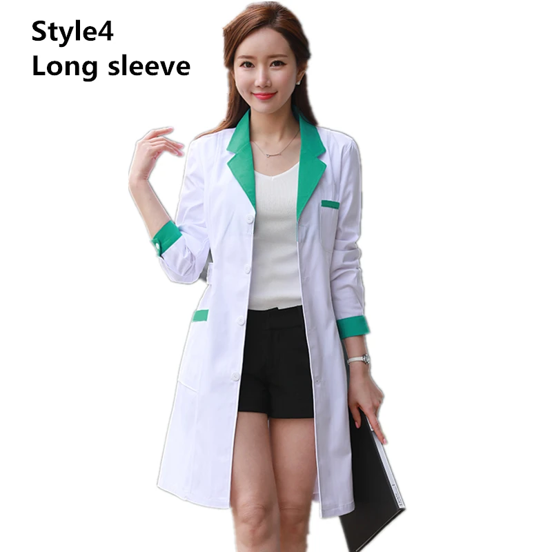 10 видов цветов медицинская форма медсестры лаборатория белое пальто аптека красота больница клиника рабочая одежда униформа для женщин медицинская одежда - Цвет: Style4 Long sleeve
