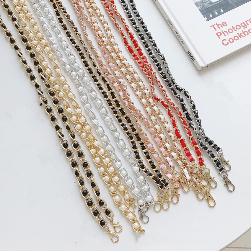 

110cm Metal Stainless pearl long Chain Strap lanyard Shoulder mobile Handbag Bag for Universal smartphone phone bag