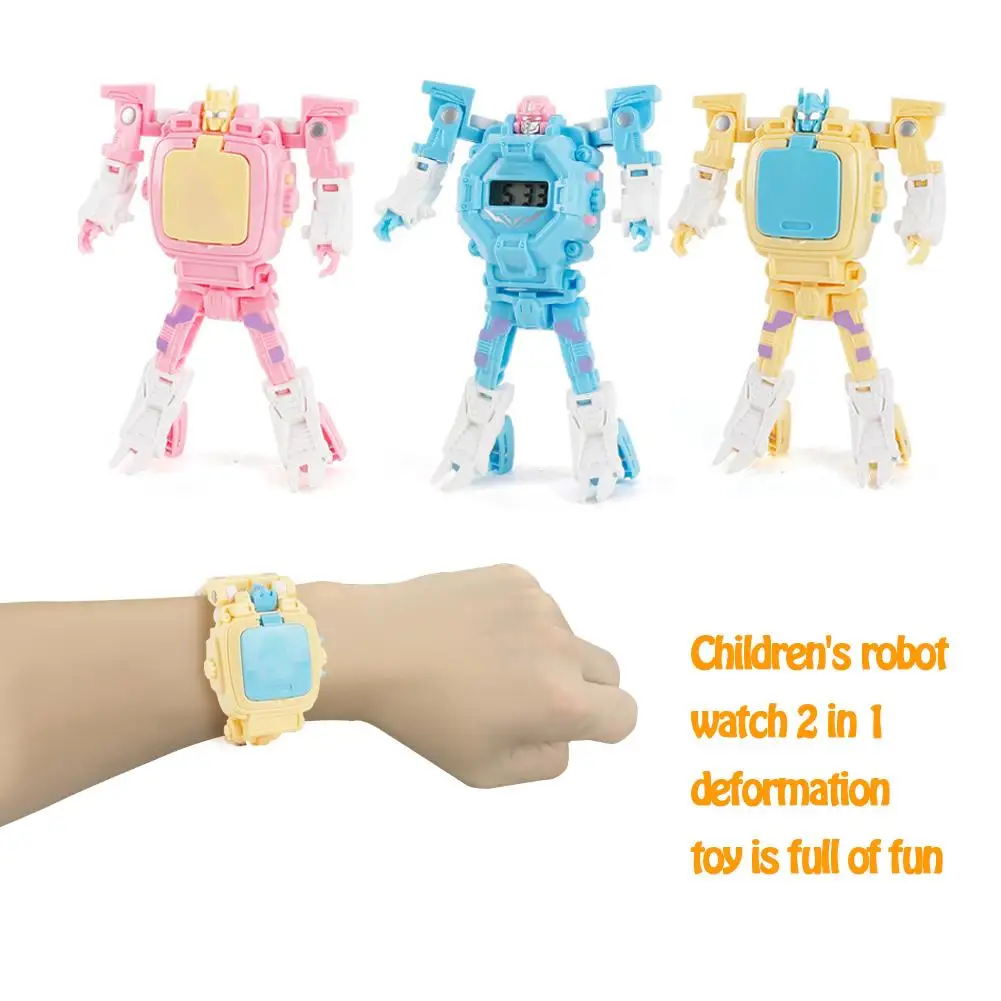 

Robot Transformation Wristwatch Toy Mecha Robot Electronic Watch Children Sports Cartoon Watches Kids Xmas Gifts