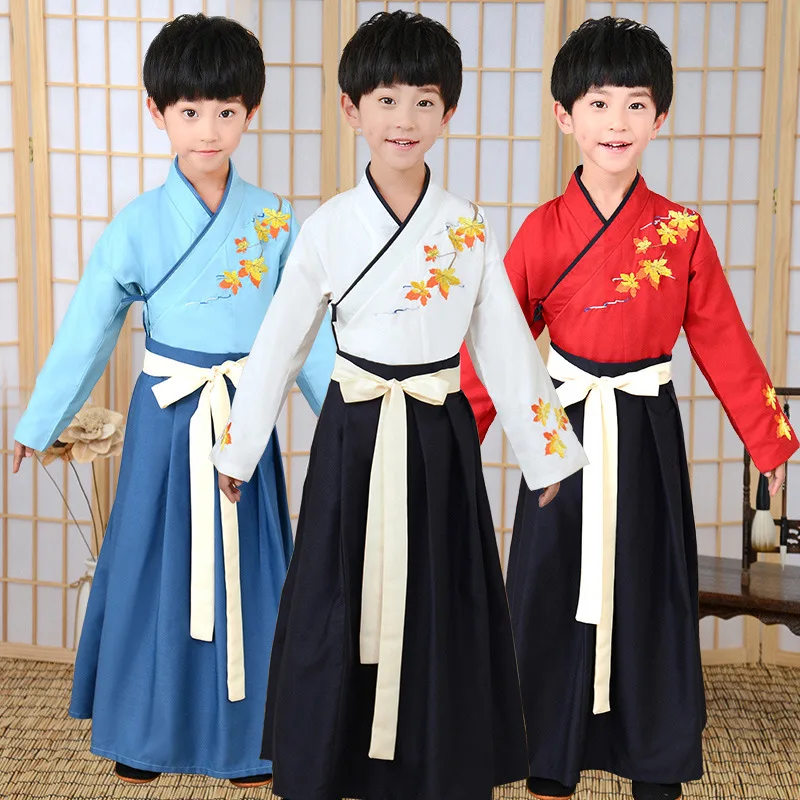  Chinese Style Little Boy Costume Child Baby Spring Autumn Traditional Learning Hanfu Book Boy Costu