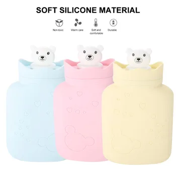 

Body Massage Soft Silicone Hot Water Bottle Bag Cute Bear Heat / Cold Therapy Water Bag with Knit Cover Massager v l l