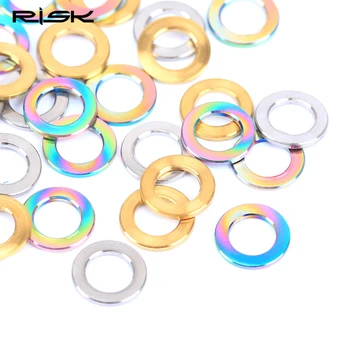 

RISK 10pcs M5 M6 Titanium Ti Bolt Spacer Universal Cycling Bicycle Stem Brake Screw Washers Gasket For Bike Bolts 5mm/6mm