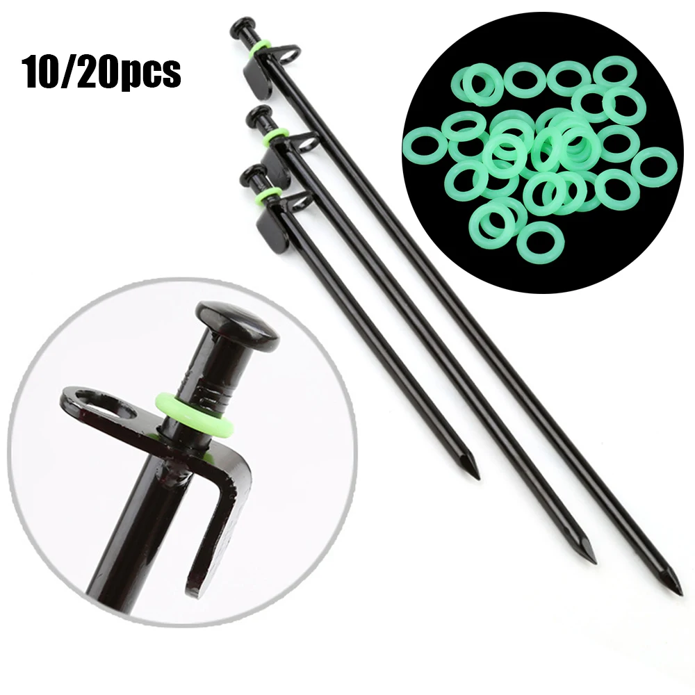 Fluorescent Silicone Tent Nail Ring Luminous O-shaped Fishing Rod Rings Night Light Outdoor Camping Tents Accessories 10/20PCS
