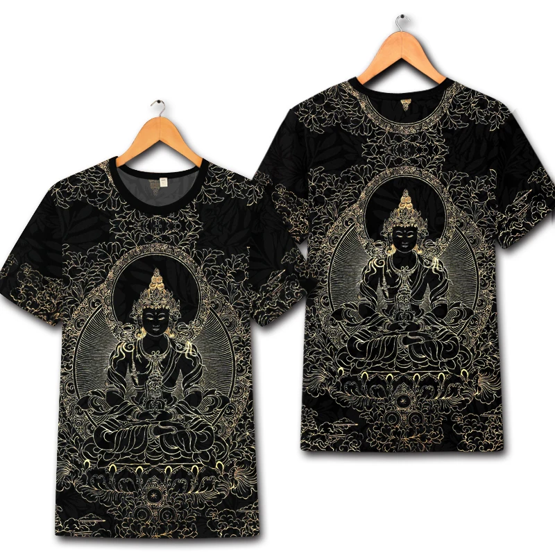 

Chinese style Buddha 3d print fashion casual short sleeve t shirt Summer 2019 New quality soft comfortable icy t shirt men S-6XL