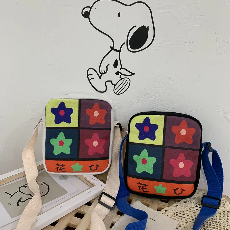 Холщовая Сумка женская летняя новая стильная мода корейский стиль универсальная INS Студенческая милая сумка на плечо с квадратным ремешком