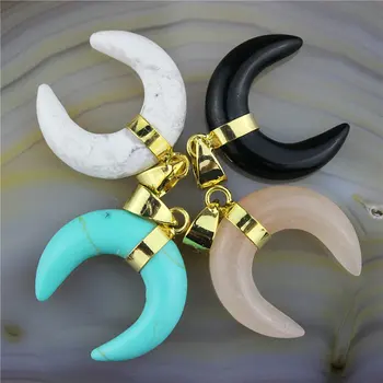 

18*20mm 10pcs/lot Natural stone horn pendants,fashion and colorful pendant,handmade necklace jewelry component