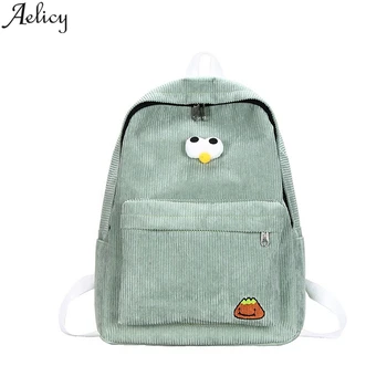 

Aelicy Ladies corduroy backpack cute eyes cute summer backpack shoulder bag school student bag simple travel bag rugtas dames
