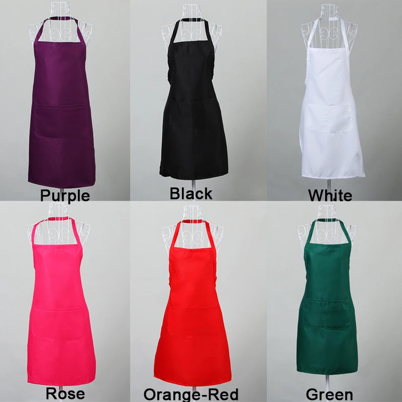 Adjustable Apron For Chefs Waiter Polyester Dual Pockets Kitchen Pinafore Unisex