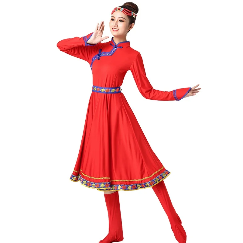 Mongolian Costume Clothes Chinese Folk Dance Costumes Clothing Dress Stage Dance Wear Performance Mongolian Dress TA2130 - Цвет: 6