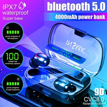 

INSMA VFM-2 Smart bluetooth 5.0 TWS Earphone Digital Display Wireless Stereo Headphones with 4000mAh Power Bank