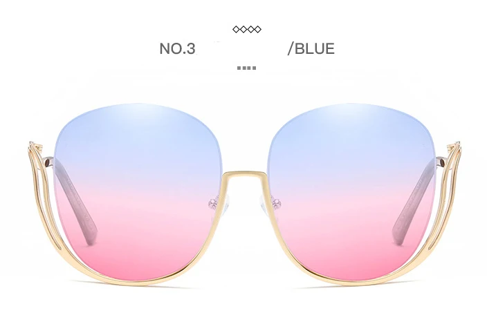 MIZHO модные розовые Солнцезащитные очки женские без оправы высокого качества металлическая овальная оправа UV400 оттенков классические женские солнцезащитные очки негабаритных - Цвет линз: WTYJ040 blue