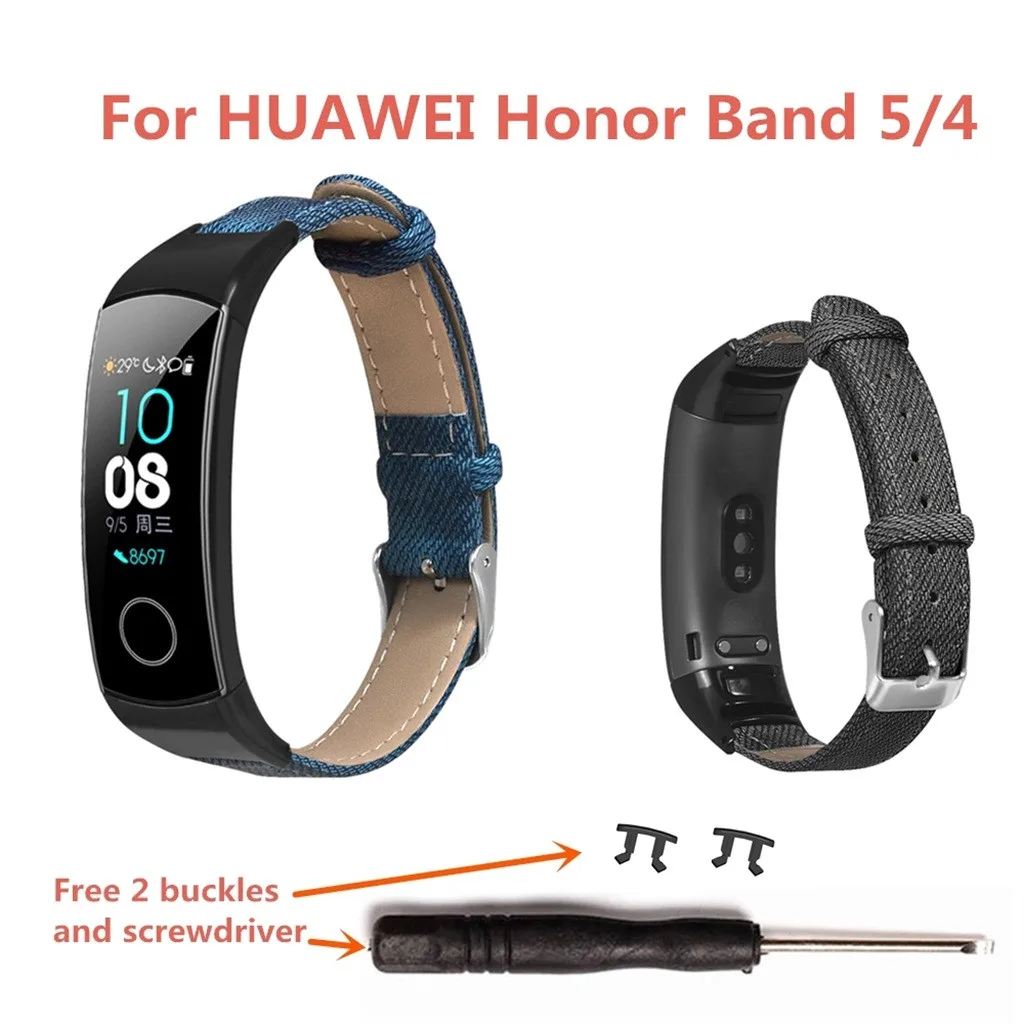 

Denim Bracelet Metal Case Wristband Strap Watch Band For Huawei Honor Band 5/4 High Quality Free Shipping