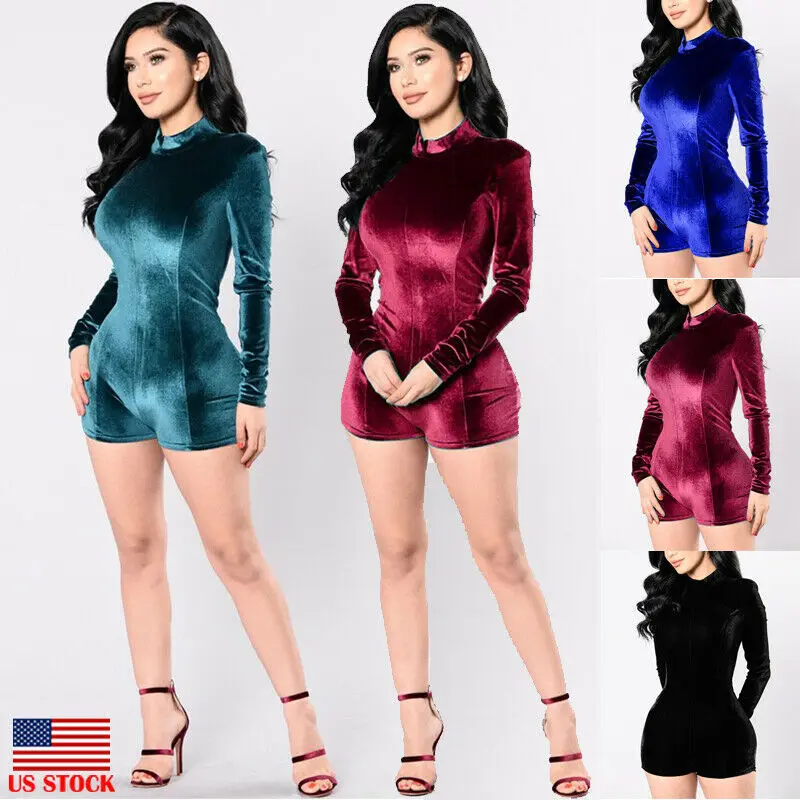 velvet short jumpsuit