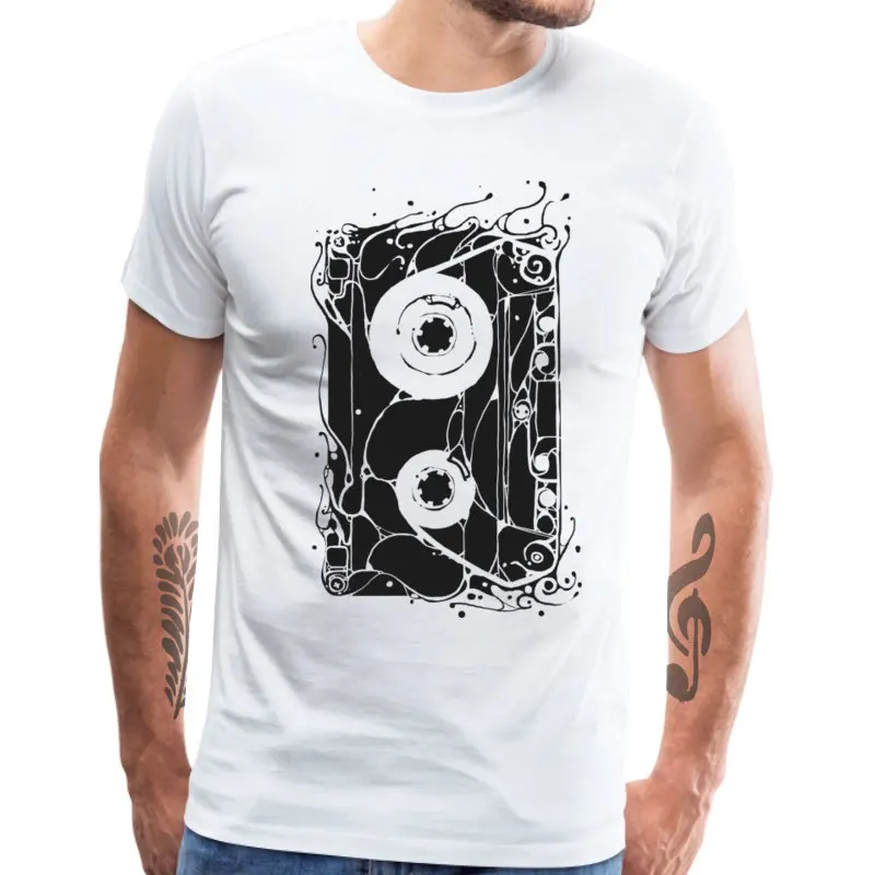 Tops T Shirt Cassette_8286 Summer/Fall Cheap Design Short Sleeve 100% Cotton Round Neck Men Tshirts Design T-Shirt Cassette_8286 white