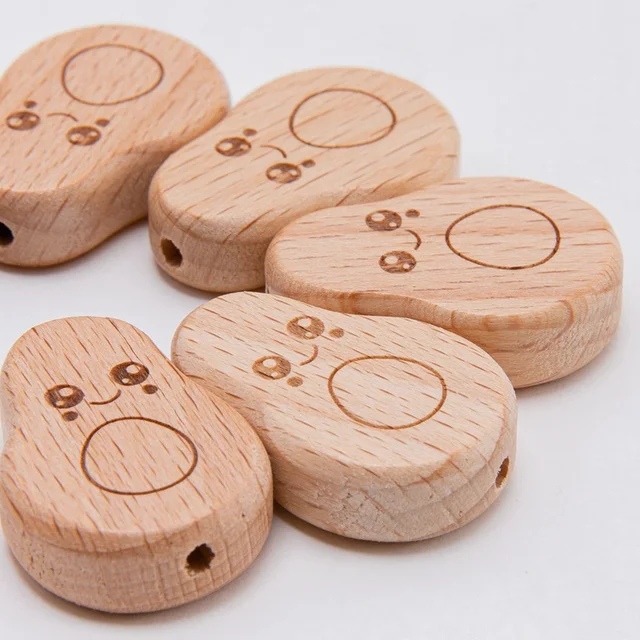 10Pc Wooden Beads Baby Teether Beech Avocado Bead DIY Teething Pacifier Chain Necklace BPA Free Wood Baby Accessories Nurse Gift 6