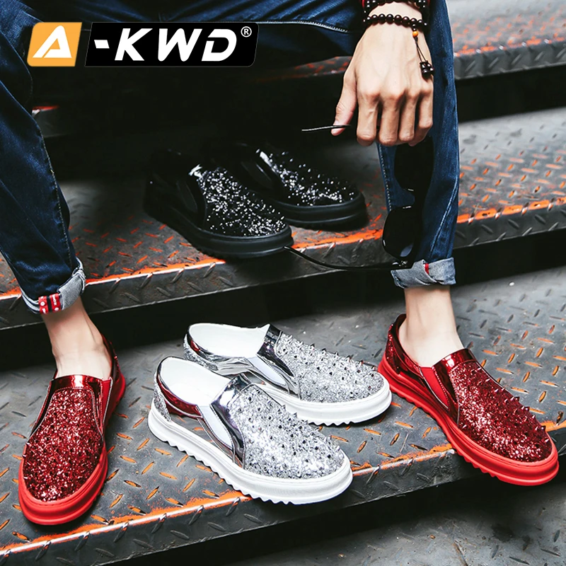Мужские лоферы Цвет серебристый черный Mocasines De Hombre Низкая обувь для вождения с