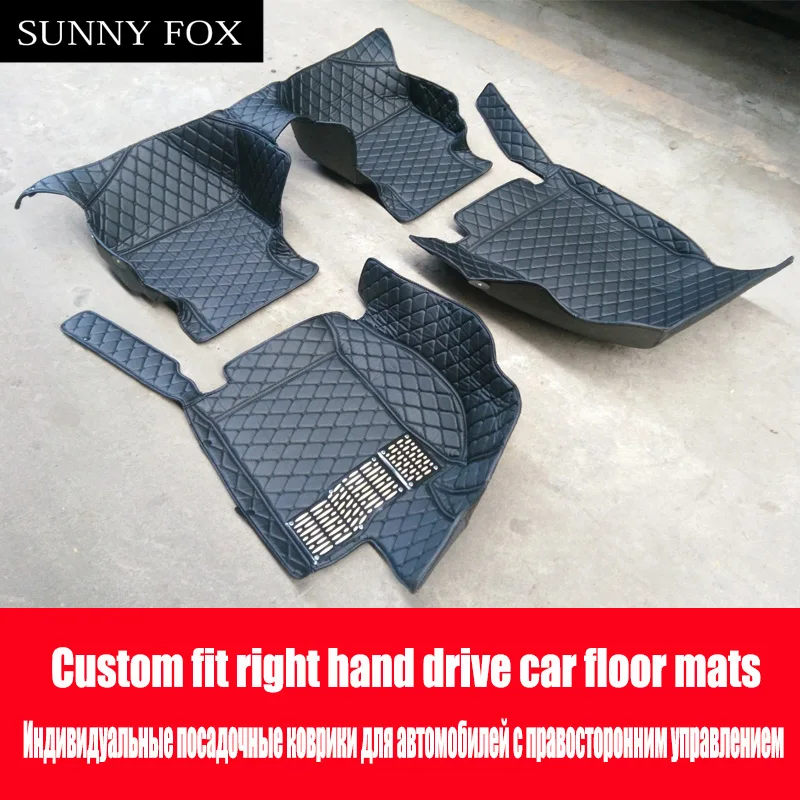 SUNNY FOX правый руль/RHD автомобильные коврики для peugeot 206 207 2008 301 307 308sw 3008 408 508 всепогодный водонепроницаемый автомобиль