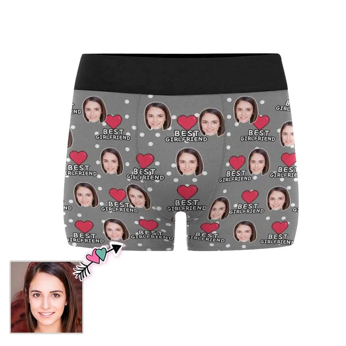 M Yescustom Custom Face Best Girlfriend Men's Print Boxer Personalize Photo Briefs Valentines Day Gift Cotton Casual Underwear | Мужская