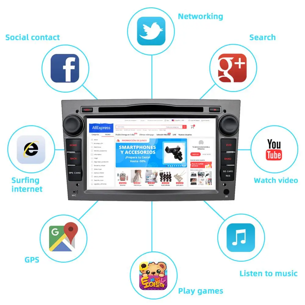 Top Bosion 2 din Android 9.0 Car multimedia tape recorder GPS DVD Player For Opel Astra H Vectra Corsa Zafira B C G  BT wifi 4G+64G 3