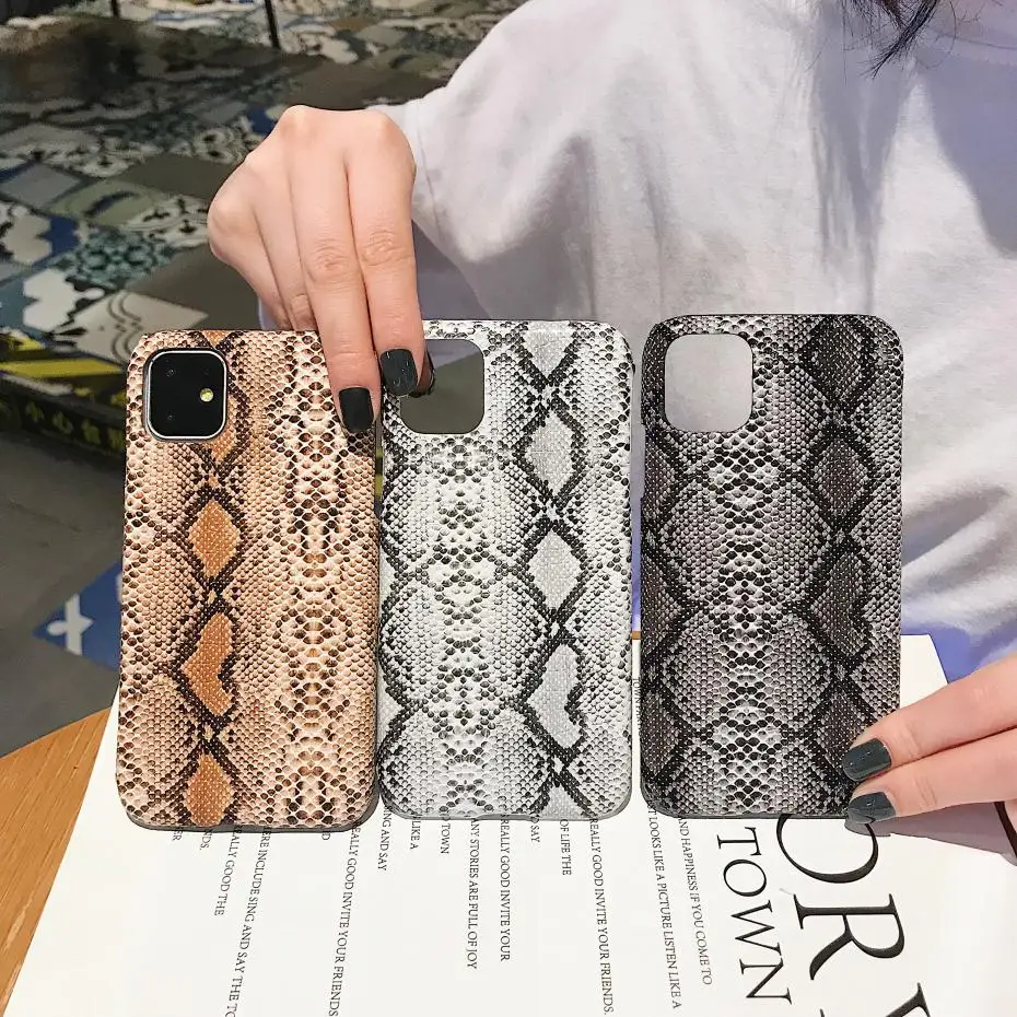 

fashion Snakeskin pattern Phone Cover Case For Iphone X 11 pro Xs Max Xr 10 8 7 6 6s Plus Luxury female pu leather Coque Fundas