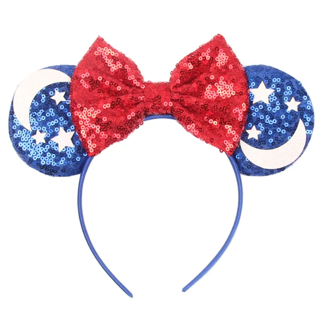 Disney Mickey Stitch Frozen Ears Headband Sequins Hair Bows Charactor For Women Festival Hairband Girls Hair Accessories Party 29