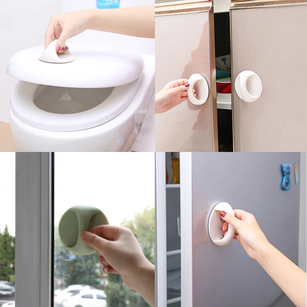 Round Auxiliary Knobs Cabinet Suction Cup Handle Window Sliding Door Self-adhesive Wardrobe Pulls Refrigerator Handle door handles cabinet handles plastic suction cup handle