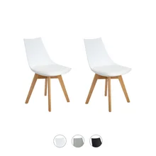Set of 2 MINT Dining Chair Plastic Wood Office Chair With Solid Wood Legs,Office/Kitchen chair With Padded Seat,White Black Grey