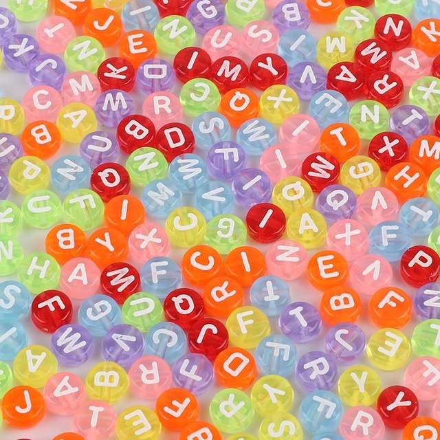 Round Mix Color Acrylic Letter Beads for Jewelry Making Kid Diy Material Loose Spacer 4*7mm