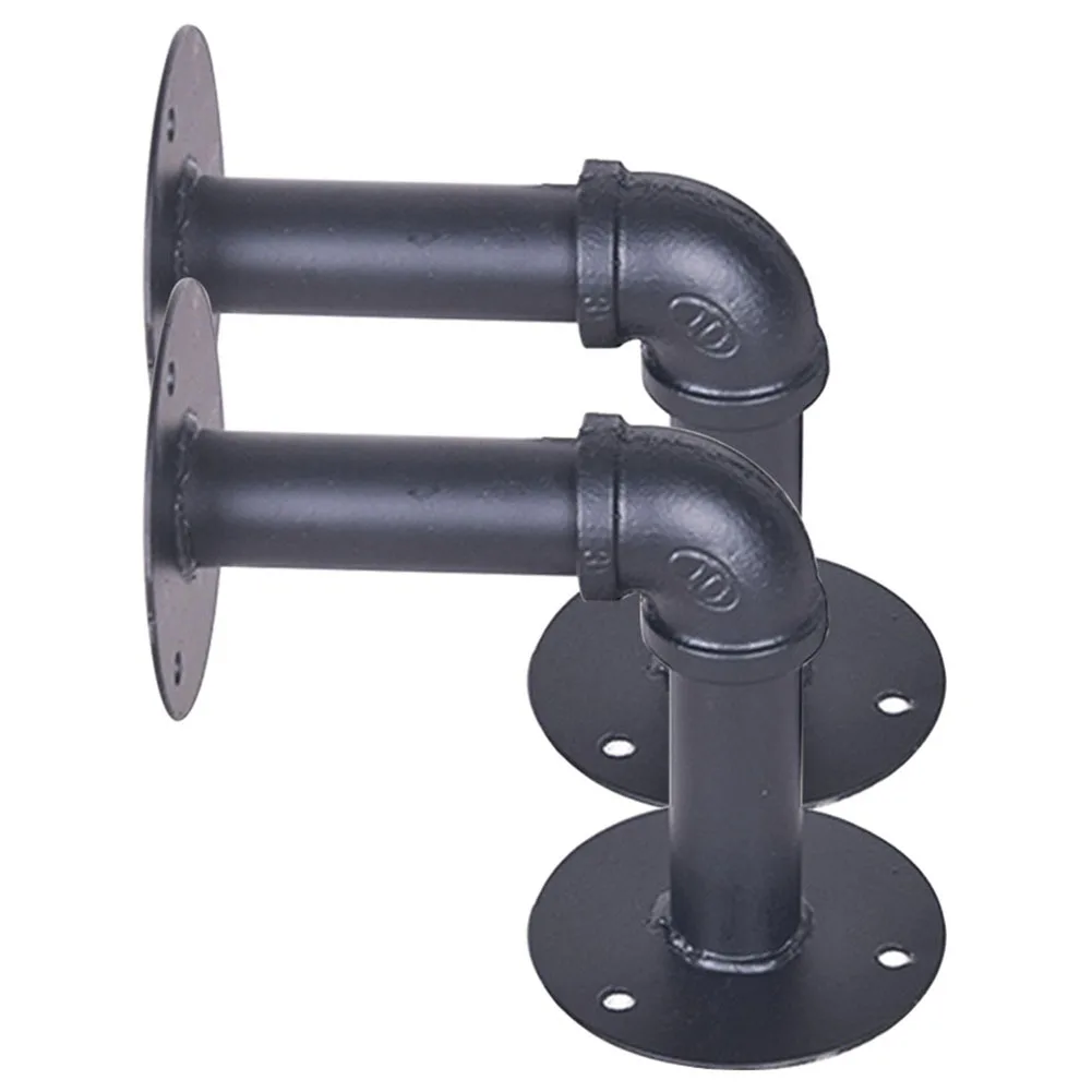 

Wall Mounted Industrial Iron Home Retro Pipe Bracket Farmhouse Storage Hanging Shelf Hardware Decor Holder Durable Black