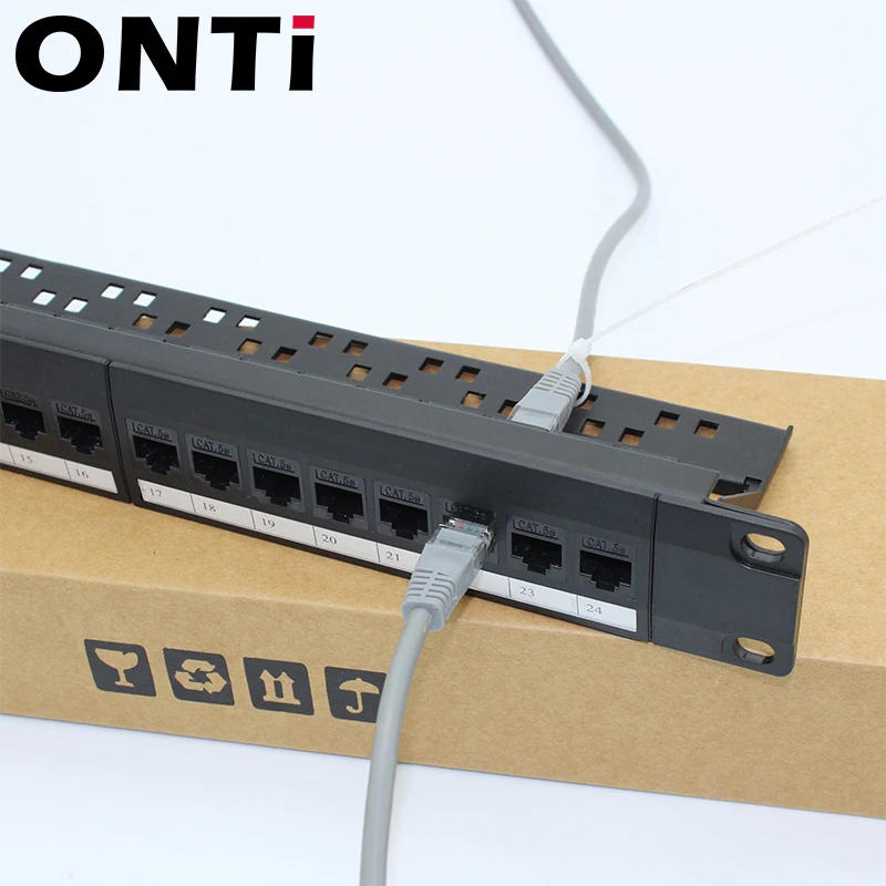 ONTi 19in 1U стойка 24 порта прямой CAT6 патч панель RJ45 сетевой кабель адаптер