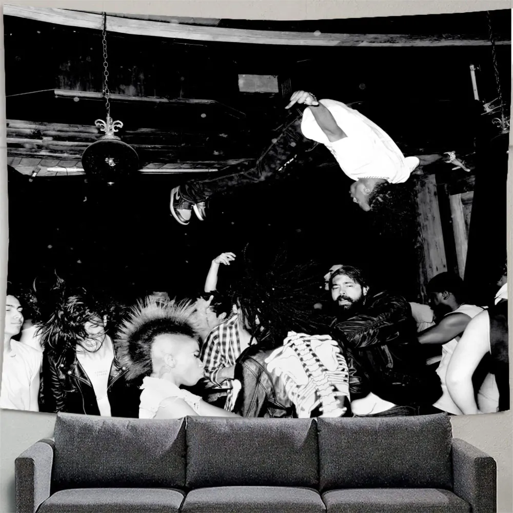 Playboi Carti Die Lit Tapestry Green Day American Idiot Tapestries Drawing Model Of The Robot Arm Wall Hanging Home Decoration tapestry decor