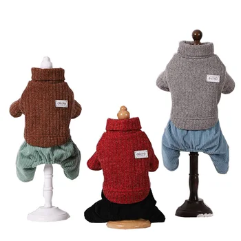 

Overalls for Dogs Sweater Top Warm Dog Outfit Teddy Chihuahua Cordurory Pants Dog Clothes 3 Colors XS S M L XL 2XL