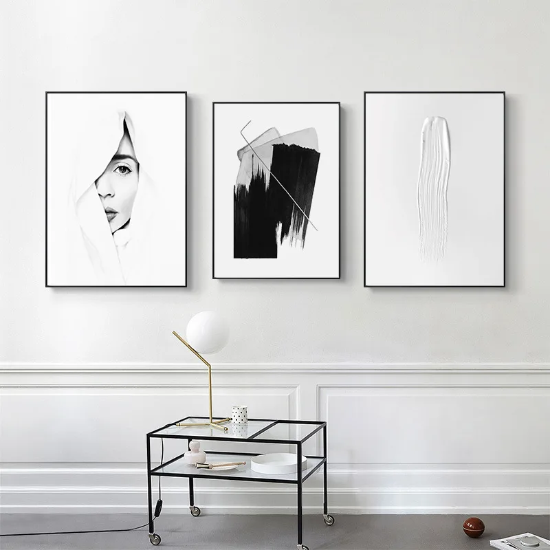 

Abstract Beauty Fashion Canvas Painting Women Poster Print Black White Nordic Wall Art Pictures for Salon Living Room Home Decor