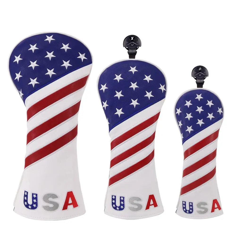 Craftsman Golf Wood Headcover Driver Fairway Hybrid UT Set Blade Mallet Mid mallet Square Putter Cover USA Flag искусственная