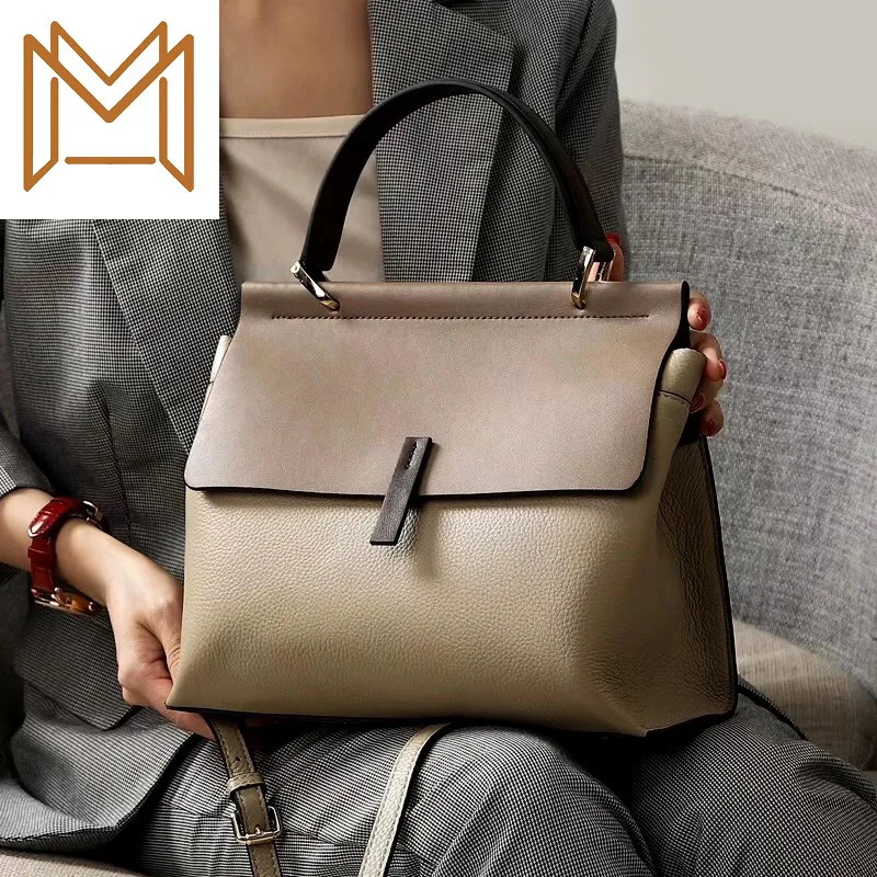 

France Bag 2019 Western Style Senior Feel Genuine Leather Head Layer Cowhide Single Shoulder Woman Package Oblique Satchel