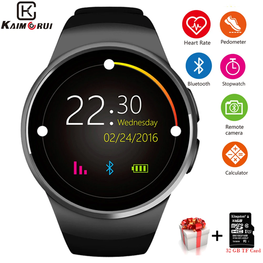 Смарт-часы для мужчин KW18 Bluetooth умные часы с шагомером сердечного ритма SIM Smartwatch