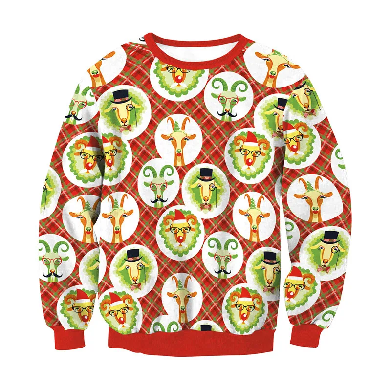 Унисекс, мужские и женские,, уродливые Рождественские свитера для женщин, с принтом, круглый вырез, свободный женский свитер, Осень-зима, топы, одежда на Рождество, большие размеры - Цвет: Sweater  24