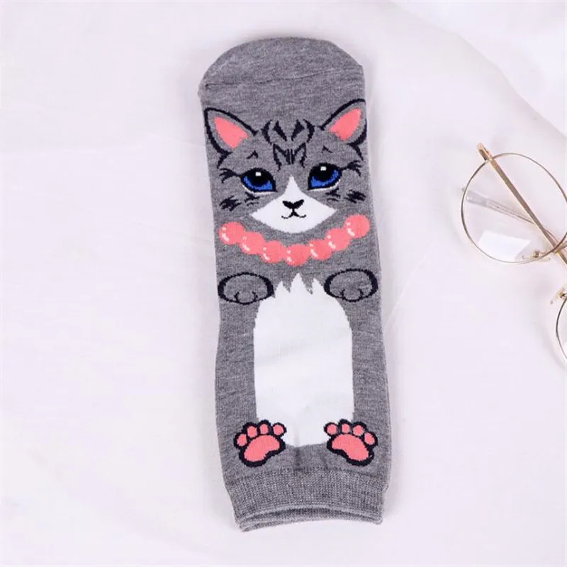 Модные забавные женские носки с объемным рисунком кота Kawaii, счастливые носки до щиколотки с рисунком из мультфильма, милые носки с животными на зиму и весну для девочек, женские носки в стиле Харадзюку - Цвет: 14