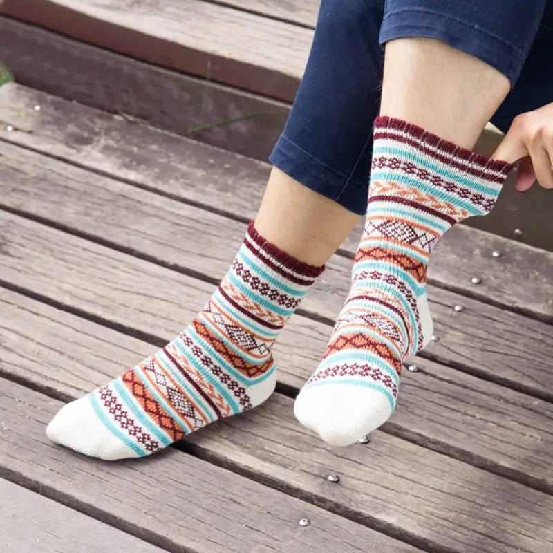 5 пар, мужские шерстяные кашемировые носки, теплые зимние толстые винтажные полосатые мужские носки 40JF