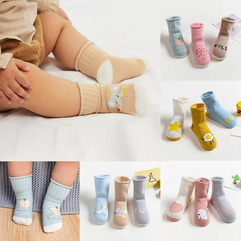3pcs Baby Sock Cartoon Cotton Baby Socks Newborn Socks No-slip Infant Cotton Socks new