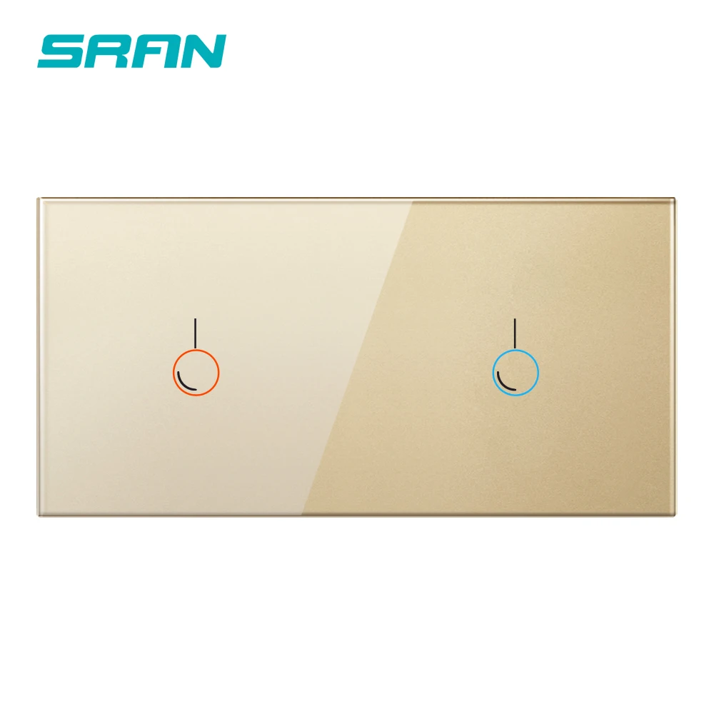 SRAN светильник, стеклянная панель, роскошный сенсорный настенный выключатель, 4 комплекта, 1 способ, 172*86*35 мм, 170-250 В, настенная панель управления - Цвет: 2Gang 1Way Gold