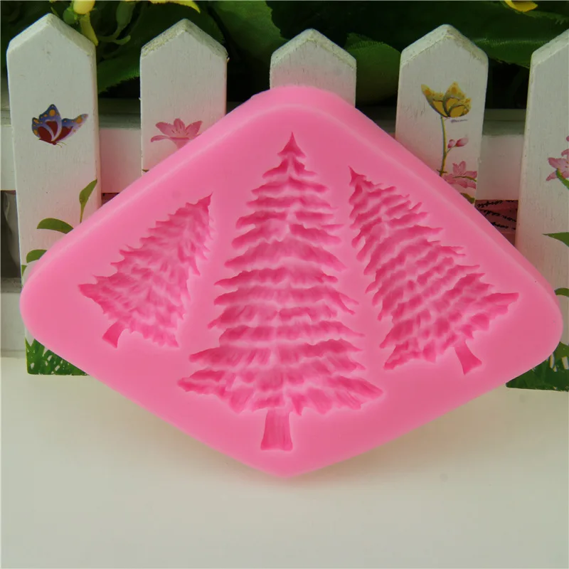 

3 Holes Christmas Trees Silicone Molds Tree Shapes Fondant Mold Sugar Craft Tools And Gum Paste Mold Cake Decoration Tool