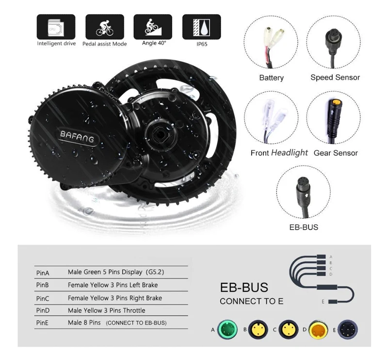 ЕС нет налога! двигатель bafang комплект BBS02 48 в 500 Вт Mid Drive комплект для переделки Электросистемы Bicicleta Eletrica+ 48 В 15Ah аккумулятор