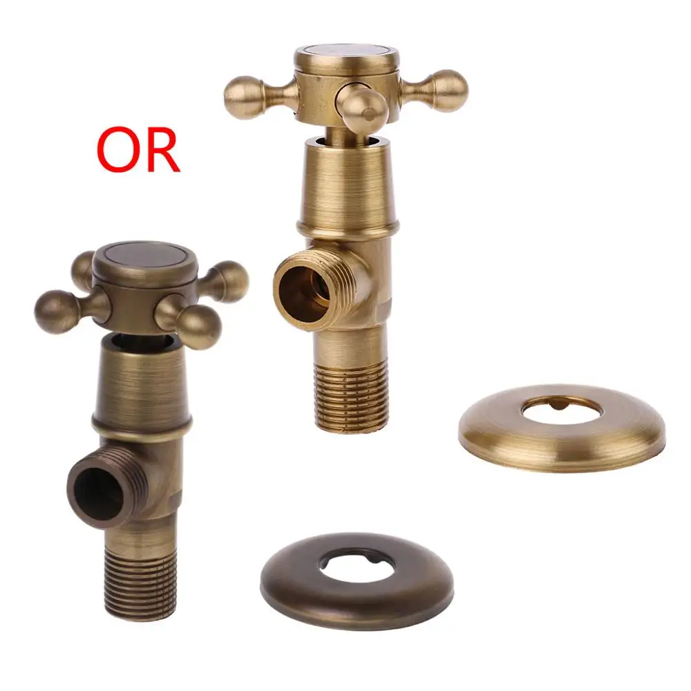 Античный латунный треугольный клапан 1/" с наружной резьбой для контроля воды, Угловой запорный клапан для ванной комнаты