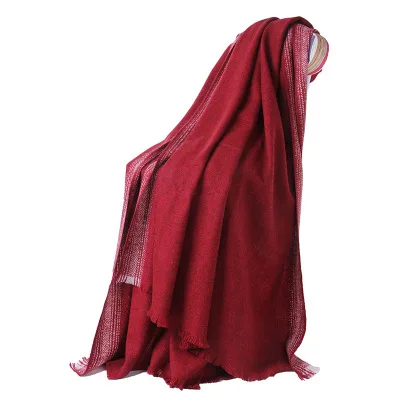 Red Большие размеры, овечья шерсть, одеяло, шарф, пончо, для женщин, осень, зима, большая шаль, плотная, большая, макси, модная, теплая, Пашмина, Echarpe - Цвет: Red