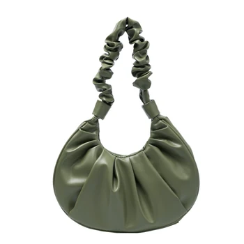

Sweet New Moon Bag Soft PU Leather Large Capacity Women's Bag 2020 New Solid Color Single Shoulder Fold Single Shoulder Bag