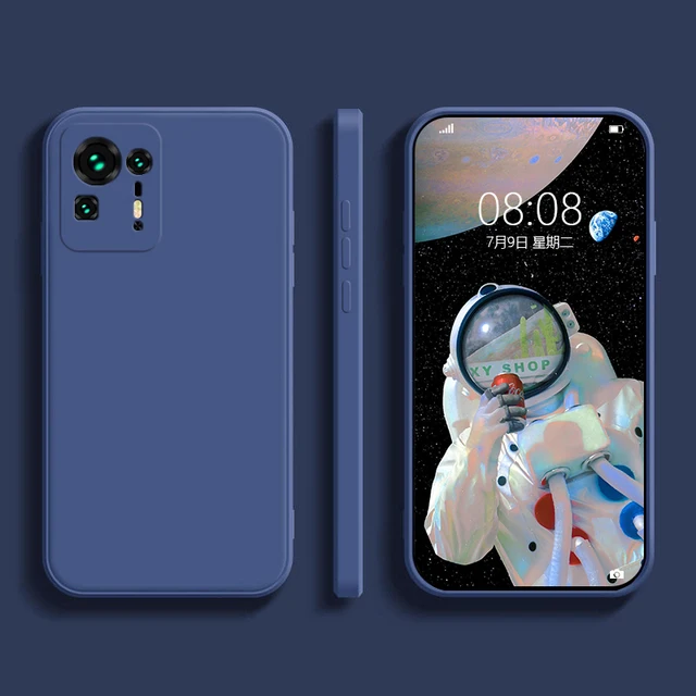 Soft Square Liquid Silicone Case for Xiaomi Mi Mix 4 3 2S 2 Mix4 Mix3 Mix2S 5G Cute Camera Protection Original Phone Cover Funda Blue