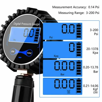 

Bike Air Tire Inflator Pressure Gauge 300 PSI Digital ABS+Metal Accessories