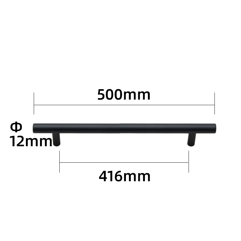 length500mmblack Betoci матовая черная круглая ручка из алюминиевого сплава ручка для шкафа Кухонная дверная ручка мебельный ящик "~ 24" - Цвет: length500mmblack